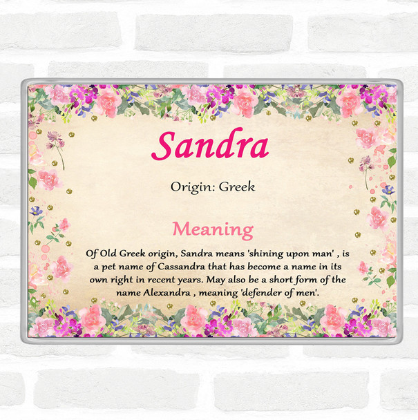 Sandra Name Meaning Jumbo Fridge Magnet Floral