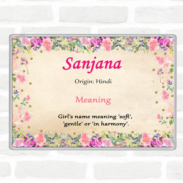 Sanjana Name Meaning Jumbo Fridge Magnet Floral