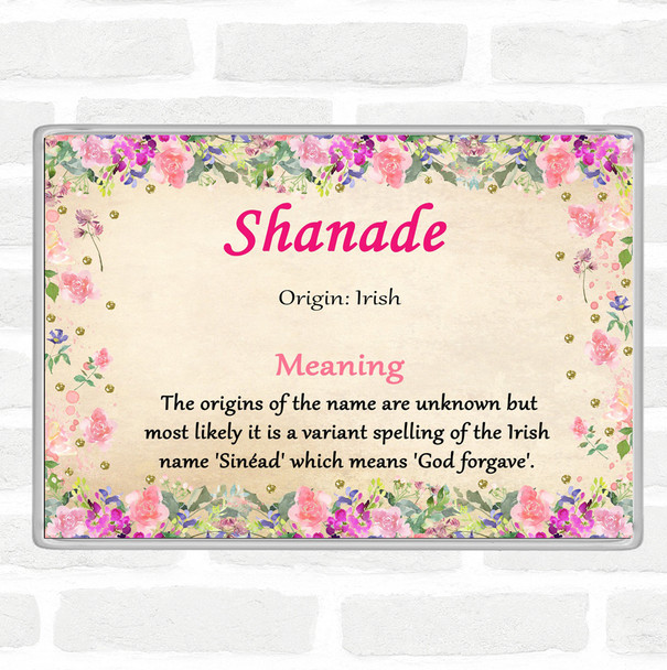 Shanade Name Meaning Jumbo Fridge Magnet Floral