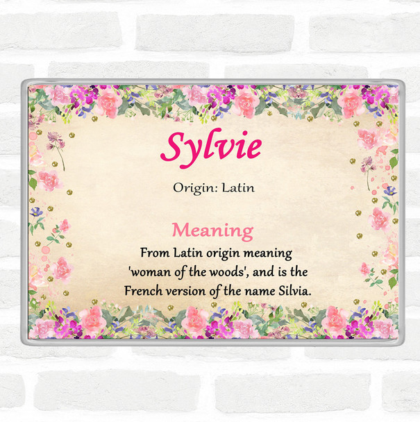 Sylvie Name Meaning Jumbo Fridge Magnet Floral