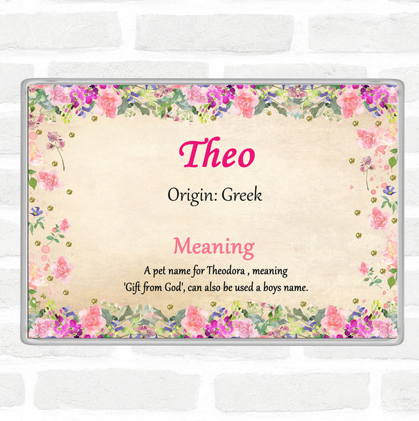 Theo Name Meaning Jumbo Fridge Magnet Floral
