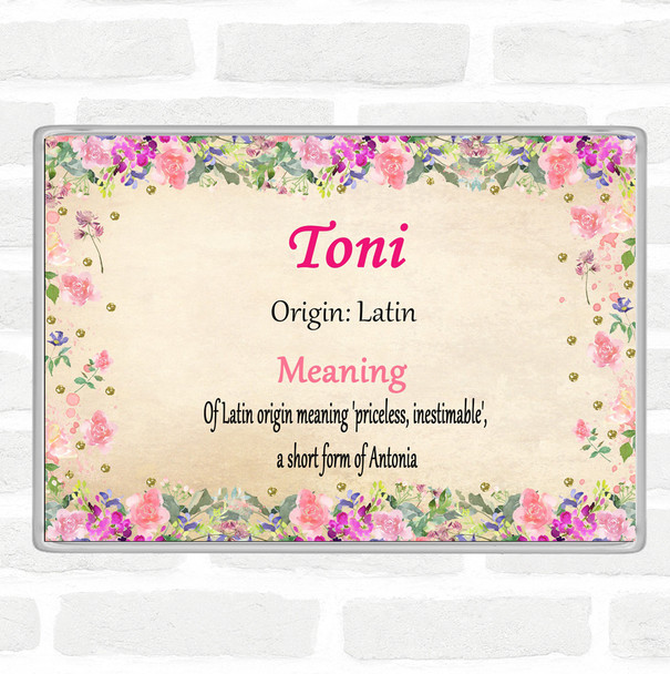 Toni Name Meaning Jumbo Fridge Magnet Floral