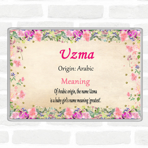 Uzma Name Meaning Jumbo Fridge Magnet Floral