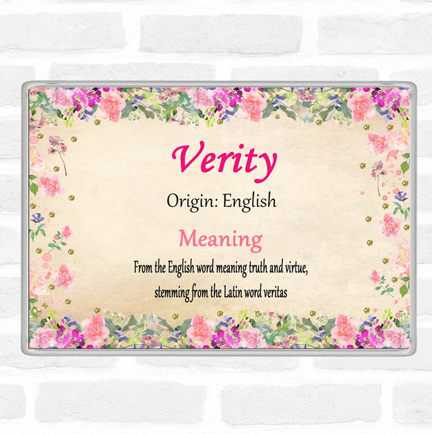 Verity Name Meaning Jumbo Fridge Magnet Floral