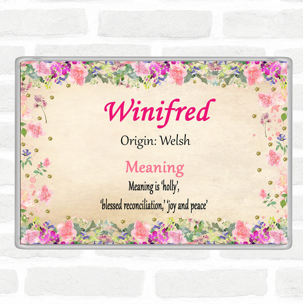 Winifred Name Meaning Jumbo Fridge Magnet Floral