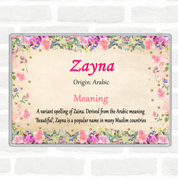 Zayna Name Meaning Jumbo Fridge Magnet Floral