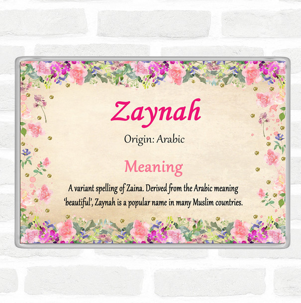 Zaynah Name Meaning Jumbo Fridge Magnet Floral