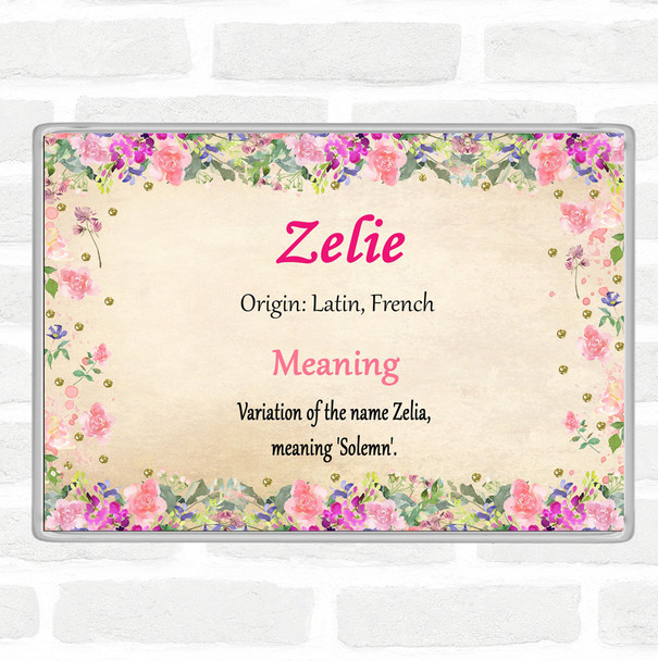 Zelie Name Meaning Jumbo Fridge Magnet Floral