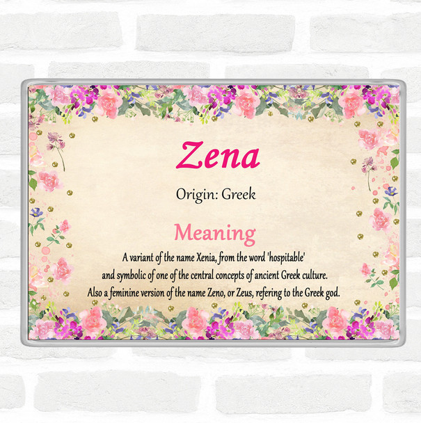 Zena Name Meaning Jumbo Fridge Magnet Floral