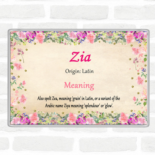 Zia Name Meaning Jumbo Fridge Magnet Floral
