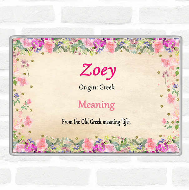 Zoey Name Meaning Jumbo Fridge Magnet Floral