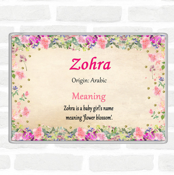 Zohra Name Meaning Jumbo Fridge Magnet Floral