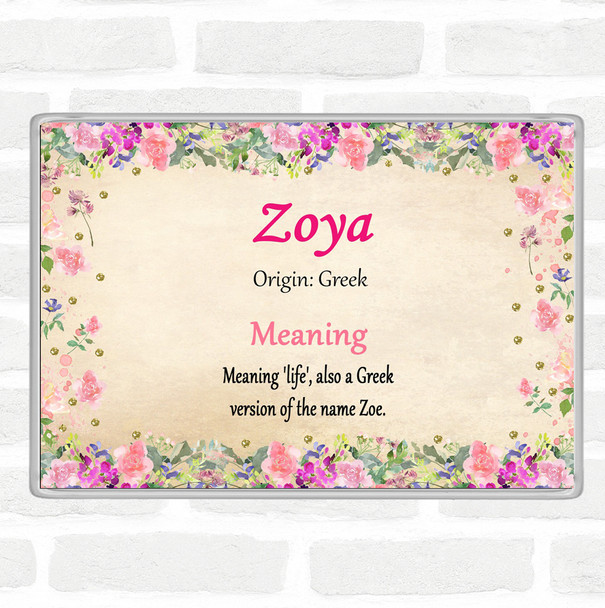 Zoya Name Meaning Jumbo Fridge Magnet Floral