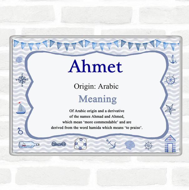 Ahmet Name Meaning Jumbo Fridge Magnet Nautical