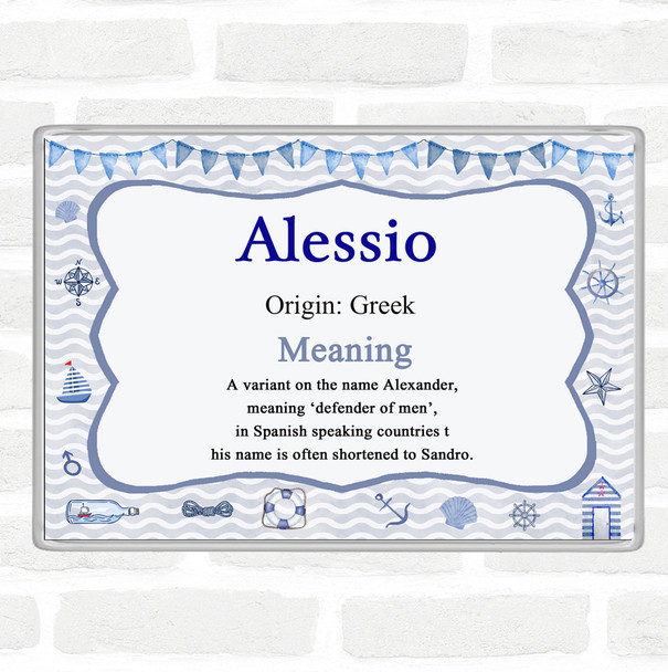 Alessio Name Meaning Jumbo Fridge Magnet Nautical