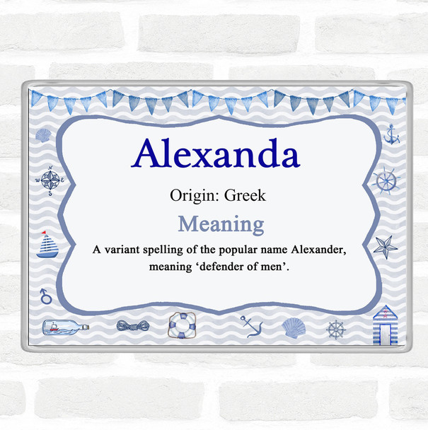 Alexanda Name Meaning Jumbo Fridge Magnet Nautical