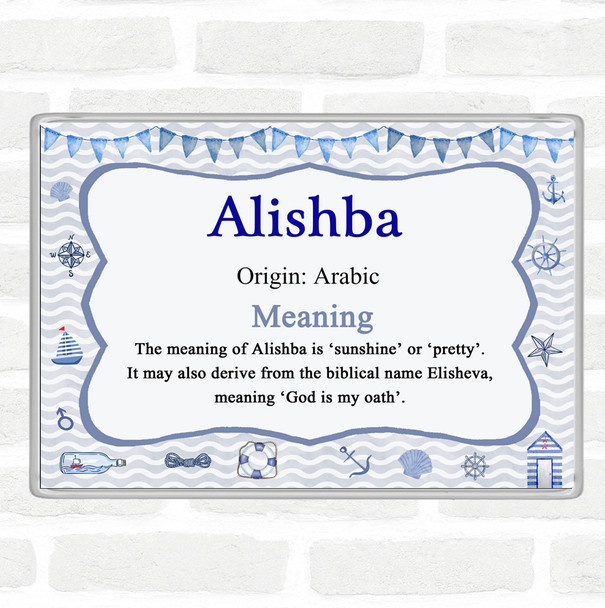 Alishba Name Meaning Jumbo Fridge Magnet Nautical