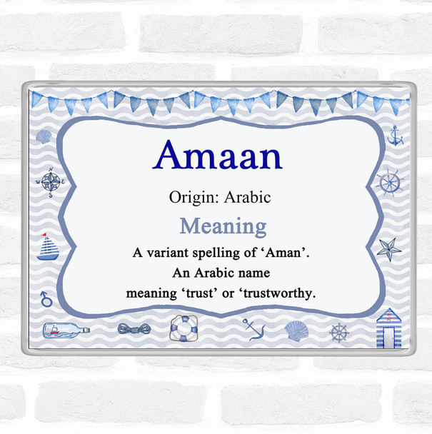 Amaan Name Meaning Jumbo Fridge Magnet Nautical