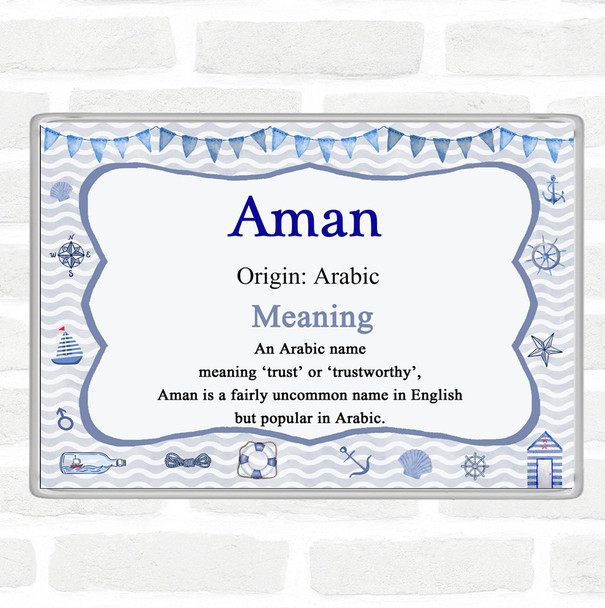 Aman Name Meaning Jumbo Fridge Magnet Nautical