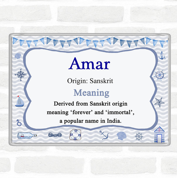 Amar Name Meaning Jumbo Fridge Magnet Nautical