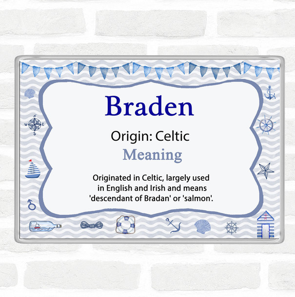 Braden Name Meaning Jumbo Fridge Magnet Nautical