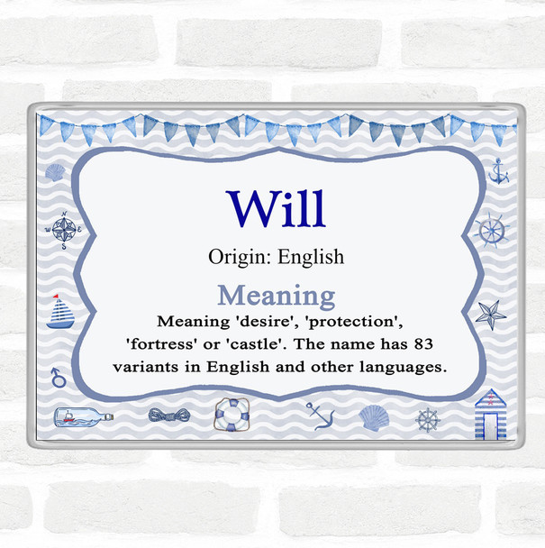 Will Name Meaning Jumbo Fridge Magnet Nautical