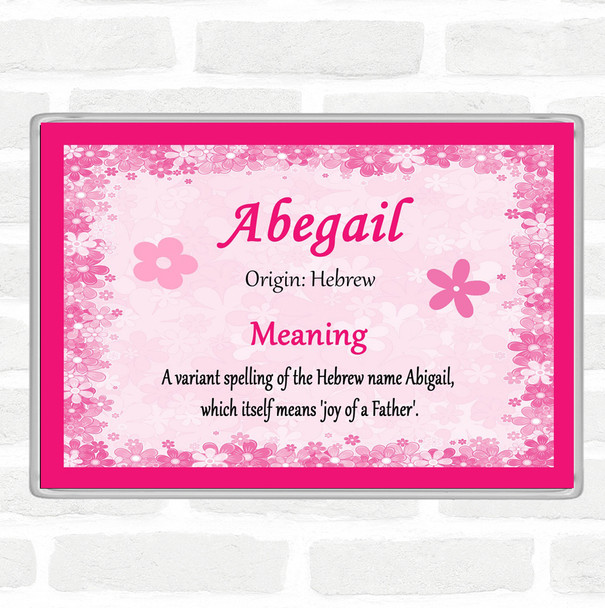 Abegail Name Meaning Jumbo Fridge Magnet Pink