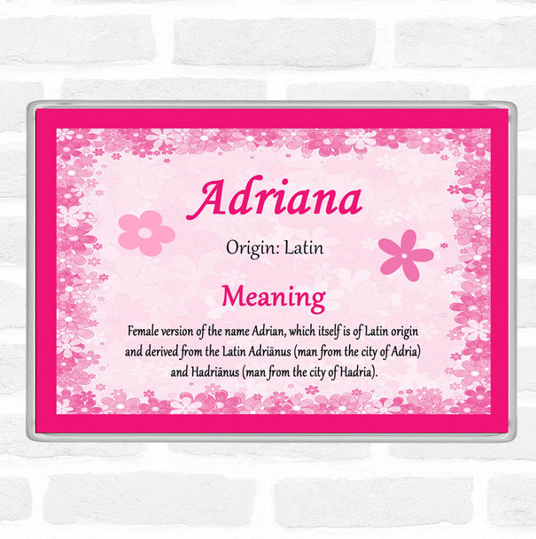 Adriana Name Meaning Jumbo Fridge Magnet Pink