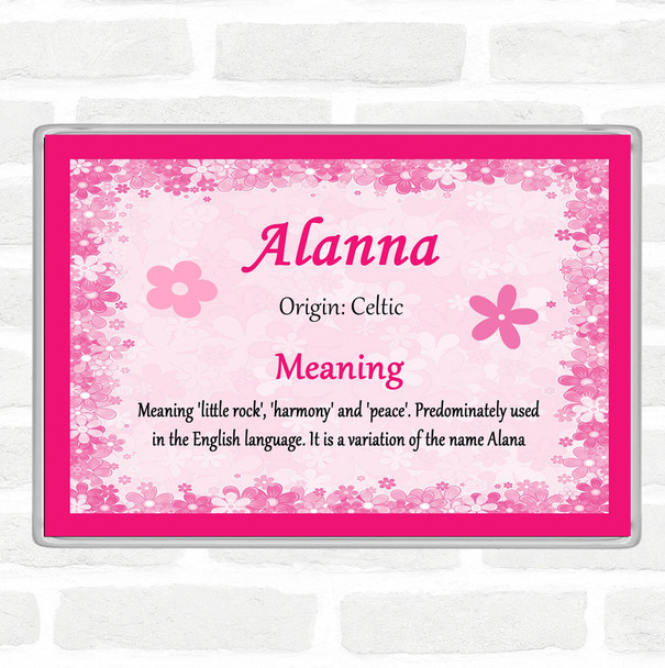 Alanna Name Meaning Jumbo Fridge Magnet Pink