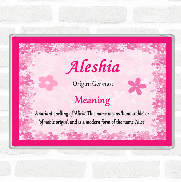 Aleshia Name Meaning Jumbo Fridge Magnet Pink