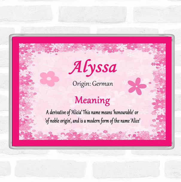 Alyssa Name Meaning Jumbo Fridge Magnet Pink