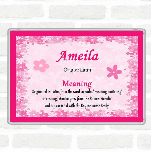 Ameila Name Meaning Jumbo Fridge Magnet Pink