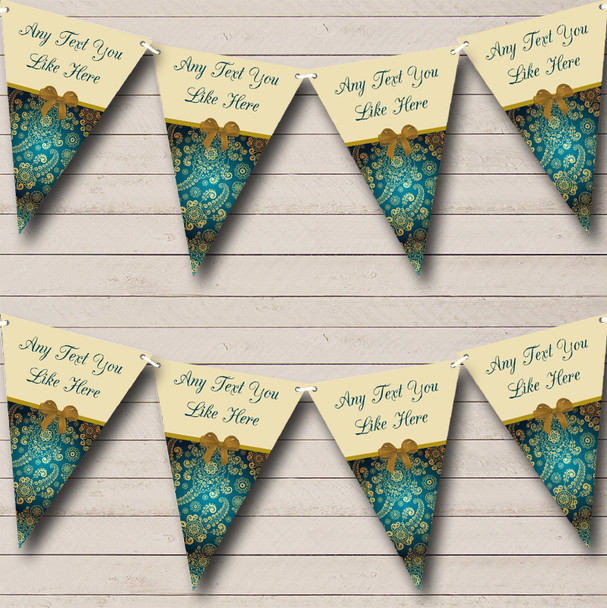 Turquoise Teal Shabby Chic Vintage Personalised Retirement Party Bunting