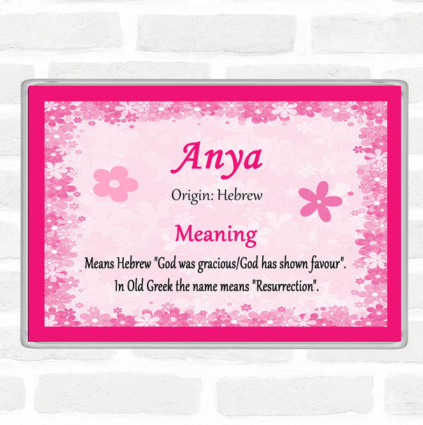 Anya Name Meaning Jumbo Fridge Magnet Pink