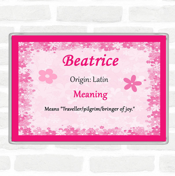 Beatrice Name Meaning Jumbo Fridge Magnet Pink
