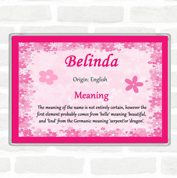 Belinda Name Meaning Jumbo Fridge Magnet Pink