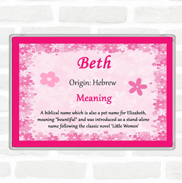 Beth Name Meaning Jumbo Fridge Magnet Pink