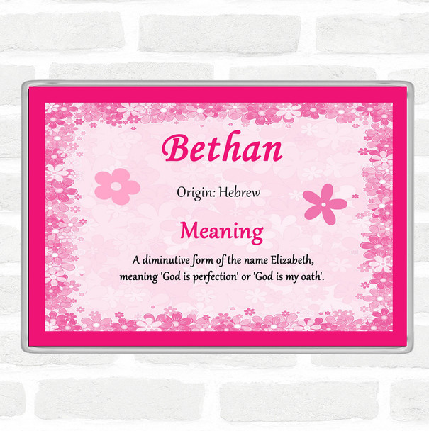 Bethan Name Meaning Jumbo Fridge Magnet Pink