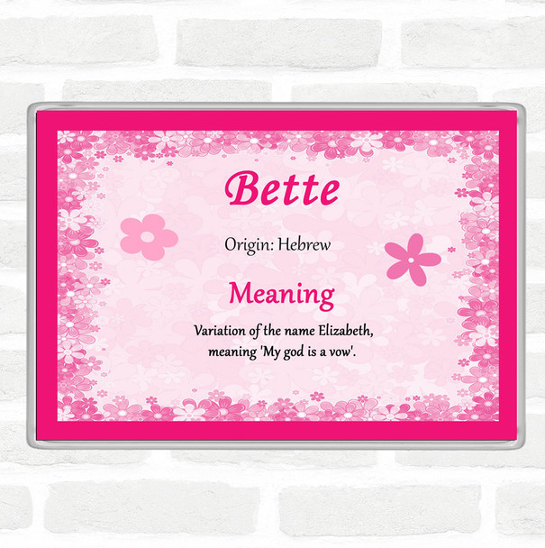 Bette Name Meaning Jumbo Fridge Magnet Pink