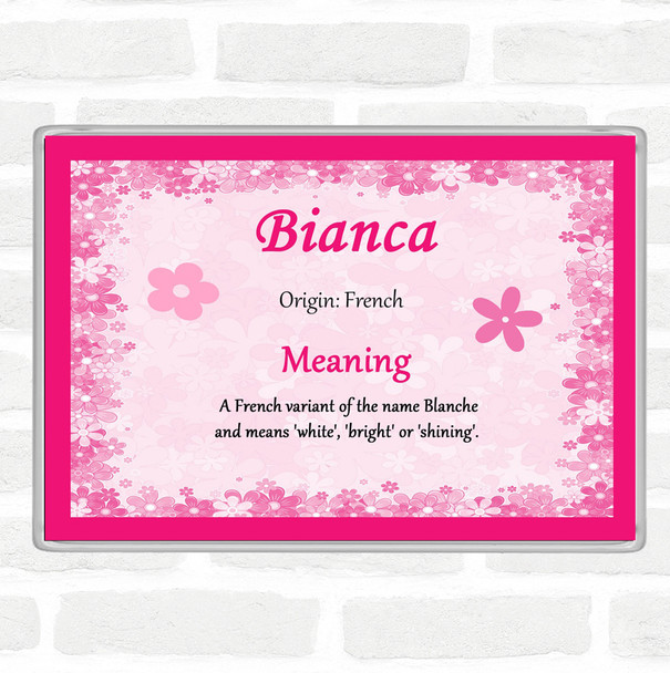 Bianca Name Meaning Jumbo Fridge Magnet Pink