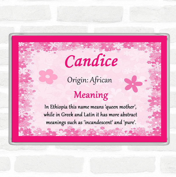 Candice Name Meaning Jumbo Fridge Magnet Pink