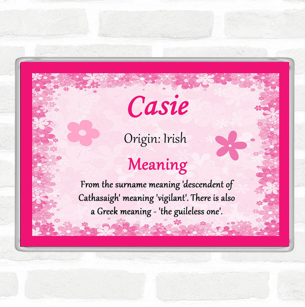 Casie Name Meaning Jumbo Fridge Magnet Pink