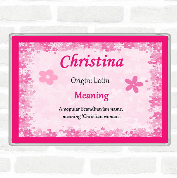 Christina Name Meaning Jumbo Fridge Magnet Pink