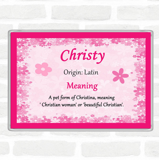 Christy Name Meaning Jumbo Fridge Magnet Pink
