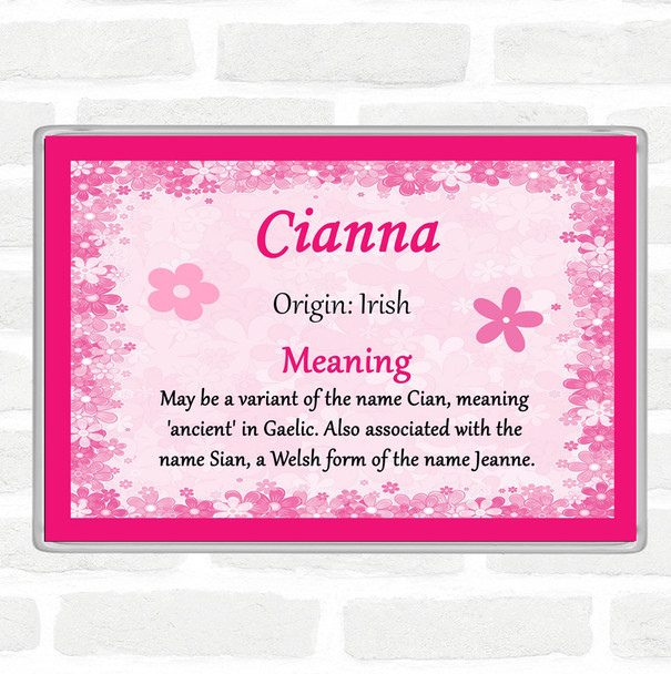 Cianna Name Meaning Jumbo Fridge Magnet Pink