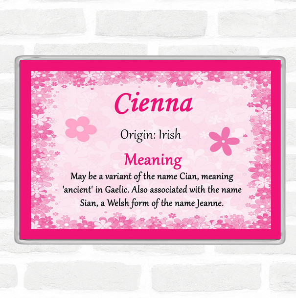 Cienna Name Meaning Jumbo Fridge Magnet Pink
