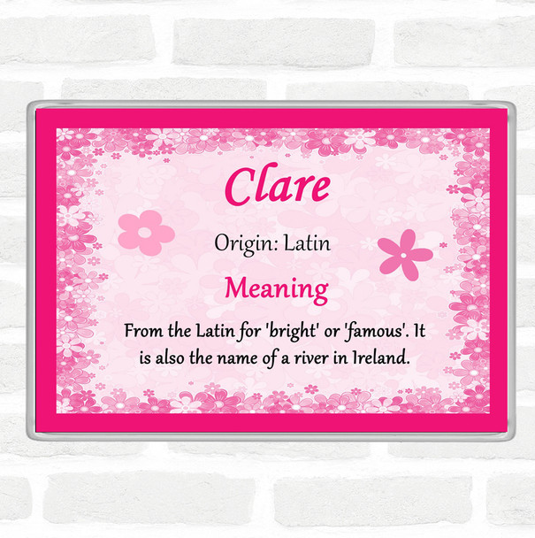 Clare Name Meaning Jumbo Fridge Magnet Pink