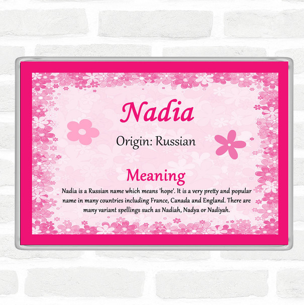 Nadia Name Meaning Jumbo Fridge Magnet Pink