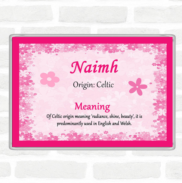 Naimh Name Meaning Jumbo Fridge Magnet Pink