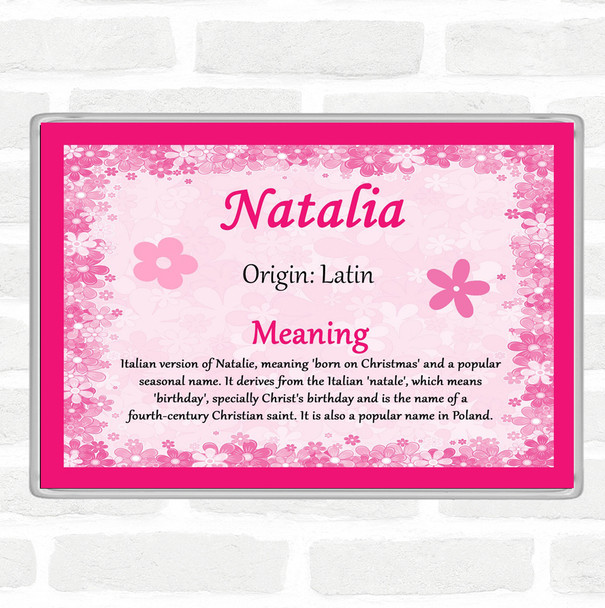 Natalia Name Meaning Jumbo Fridge Magnet Pink